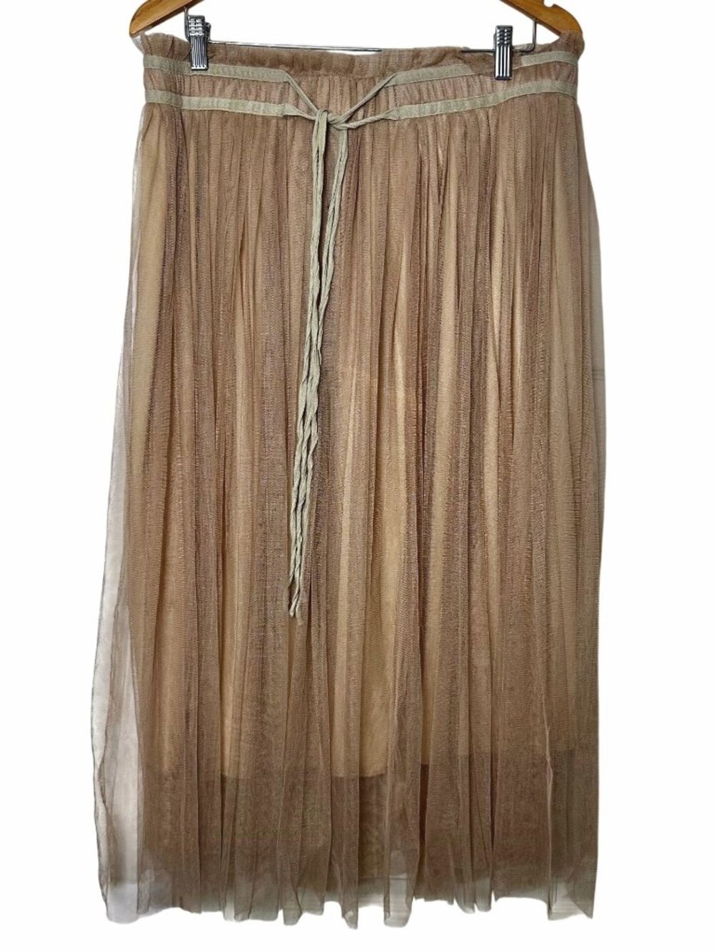 Nude Tulle Midi Skirt Plus Sz XXL Elastic Waist Balletcore Mesh Tutu Fairycore